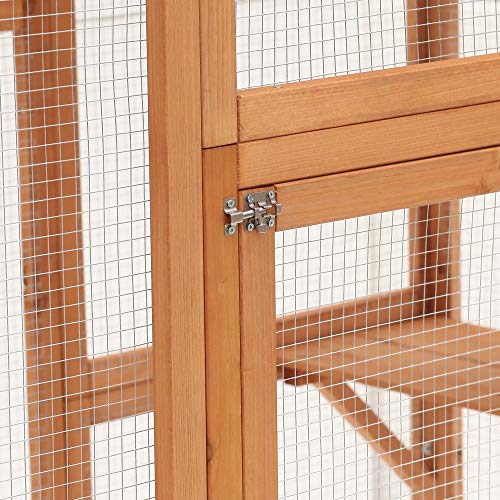 PawHut Large Wooden Outdoor Catio Enclosure with Weather Protecti...