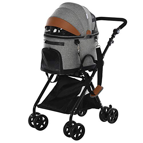 PawHut Luxury Folding Pet Stroller Dog/Cat Travel Carriage 2 in 1...