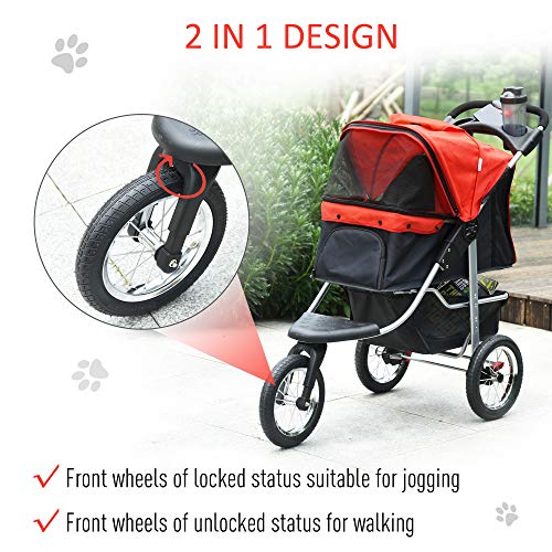 PawHut Luxury One-Click Folding Pet Stroller Dog/Cat Travel Carri...