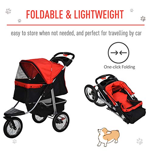 PawHut Luxury One-Click Folding Pet Stroller Dog/Cat Travel Carri...