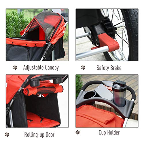 PawHut Luxury One-Click Folding Pet Stroller Dog/Cat Travel Carri...