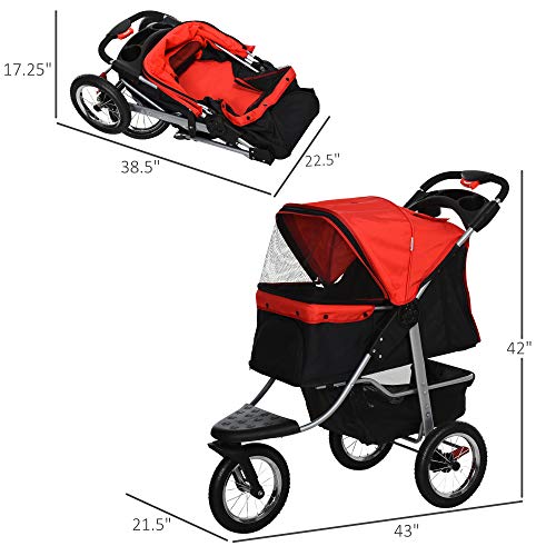 PawHut Luxury One-Click Folding Pet Stroller Dog/Cat Travel Carri...