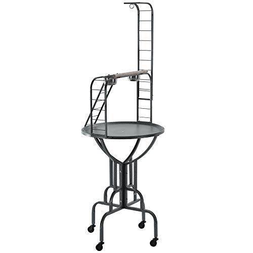 PawHut Rolling Bird Perch Play Stand with Universal Wheels, Woode...