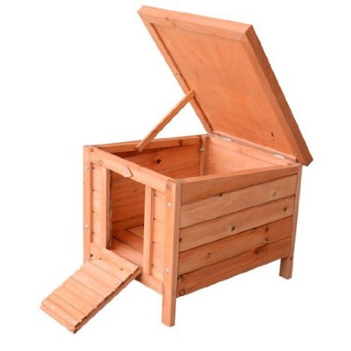 PawHut Small Wooden Dog Cage Bunny Rabbit/Guinea Pig House, Natur...