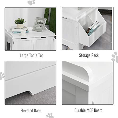 PawHut Wooden Cat Litter Box Enclosure Kitten House with Nightsta...