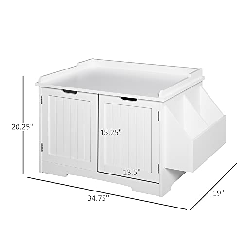 PawHut Wooden Cat Litter Box Enclosure Kitten House with Nightsta...