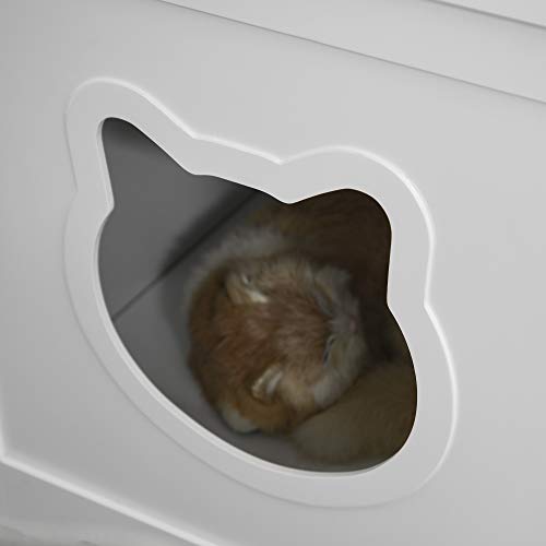 PawHut Wooden Cat Litter Box Enclosure Kitten House with Nightsta...