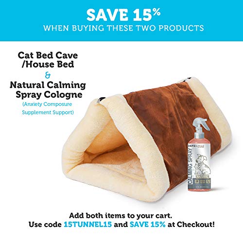Cat Bed 2-in-1 Fleece Tunnel Tube Cave- Best for Indoor Cats Kitt...