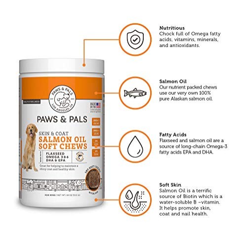 Paws & Pals Wild Alaskan Salmon Fish Oil Omega 3 & 6 for Dogs and...