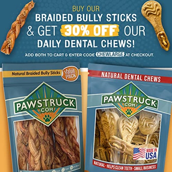 12 Braided Bully Sticks for Dogs 25 Pack - Natural Bulk Dog De...
