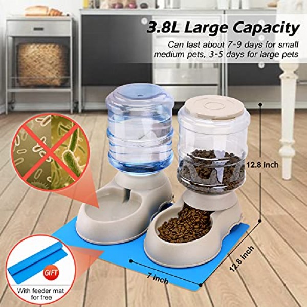 2 Pack Automatic Cat Feeder and Water Dispenser in Set with Pet F...