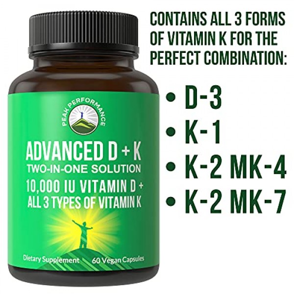 Advanced Vitamin D 10000 IU with All 3 Types of Vitamin K Capsule...