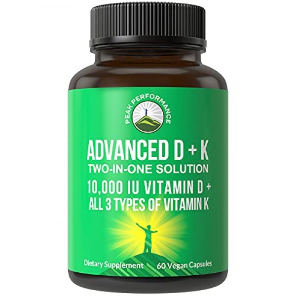 Advanced Vitamin D 10000 IU with All 3 Types of Vitamin K Capsule...