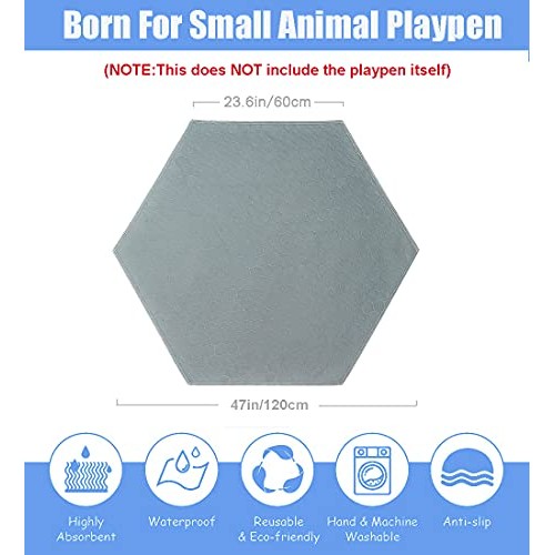 Pecow Hexagon Washable Liner for Portable Small Animal Playpen Gu...