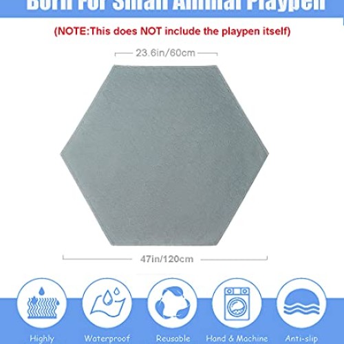 Pecow Hexagon Washable Liner for Portable Small Animal Playpen Gu...