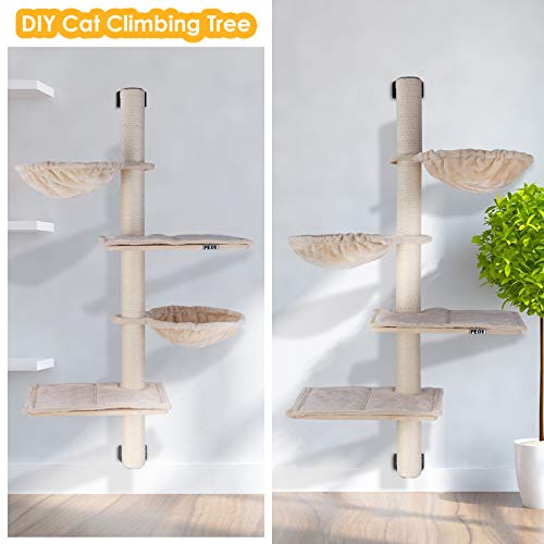 pedy Cat Wall Shelves with Hammock, Wall Mounted Cat Scratching P...