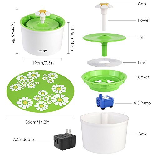 pedy Cat Water Fountain, 1.6L Automatic Flower Water Fountain, Pe...