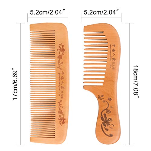 Handmade Wooden Comb, Wide and Dense Wooden Comb, Antistatic, Bea...