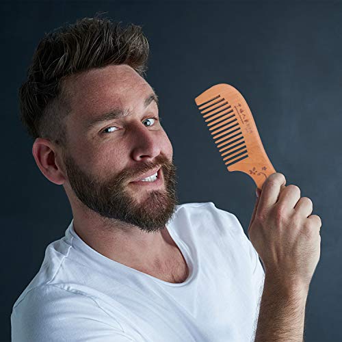 Handmade Wooden Comb, Wide and Dense Wooden Comb, Antistatic, Bea...