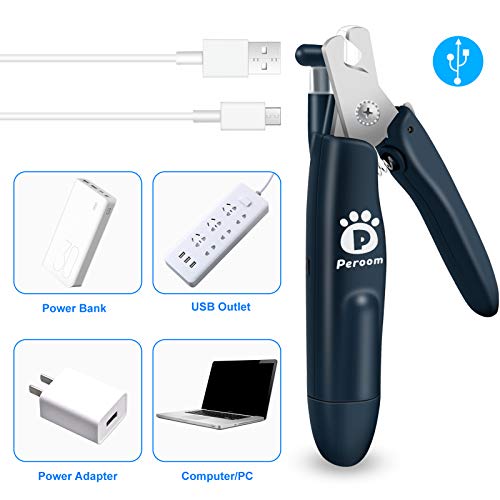 Peroom Dog Nail Grinder, Portable Pet Dog Nail Clippers with 2 LE...