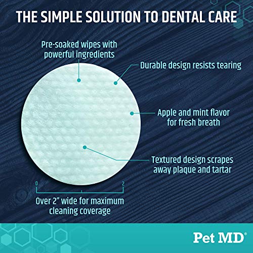 Pet MD Dog Breath Freshener Dental Wipes for Dogs - Tartar and Pl...