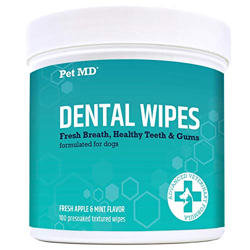 Pet MD Dog Breath Freshener Dental Wipes for Dogs - Tartar and Pl...