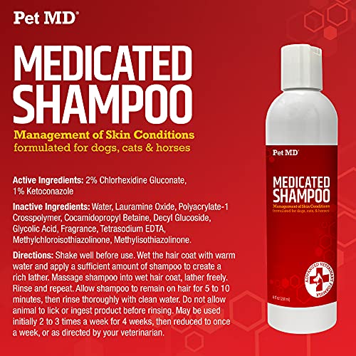 Pet MD - Medicated Shampoo for Dogs, Cats and Horses with Chlorhe...
