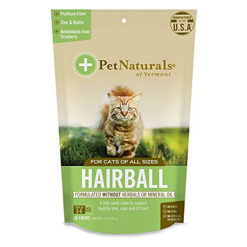 4 Pack Pet Naturals of VT Hairball Supplements for Cats