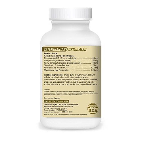 Pet Naturals of Vermont - Hip + Joint for Dogs and Cats, 160 Bite...