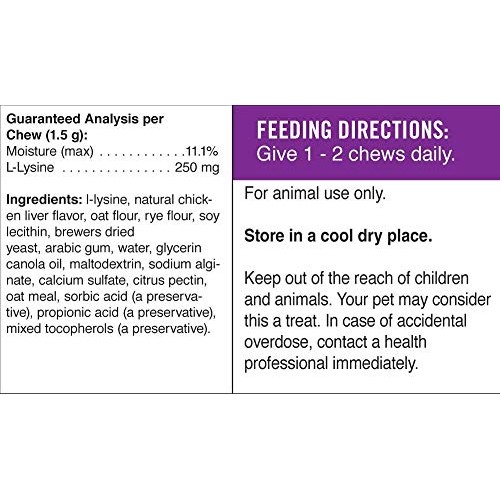 Pet Naturals of Vermont L-Lysine 60 Fun-Shaped Chews for Cats - 3...