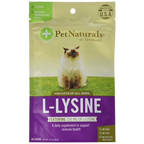 Pet Naturals of Vermont L-Lysine 60 Fun-Shaped Chews for Cats - 6...