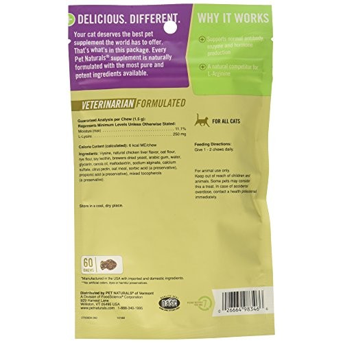 Pet Naturals of Vermont Lysine FunShaped Chews for Cats 120 count...