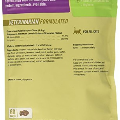Pet Naturals of Vermont Lysine FunShaped Chews for Cats 120 count...