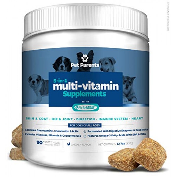 Pet Parents USA Dog Multivitamin 4g 90c- Omega 3 For Dogs + Gluco...