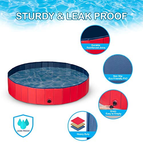Pet Soft Foldable Dog Pools – Extra Large Thicken PVC Dog Swimmin...