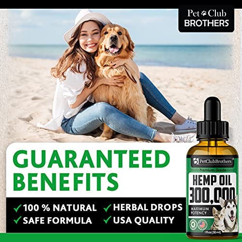 PETCLUBBROTHERS B 2 Pack Hemp Oil for Dogs & Cats 300,000 - Pre...