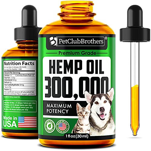 PETCLUBBROTHERS B 2 Pack Hemp Oil for Dogs & Cats 300,000 - Pre...