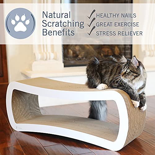 PetFusion Jumbo Cat Scratcher Lounge, White. 39 x 11 x 14 inch l...