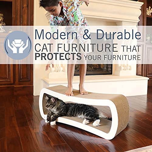 PetFusion Jumbo Cat Scratcher Lounge, White. 39 x 11 x 14 inch l...