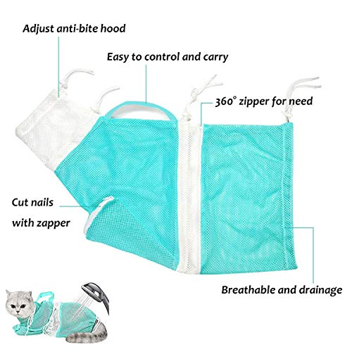 Petlex Cat Shower Net Bag Anti-Splash Nail Clippers Grooming Glov...