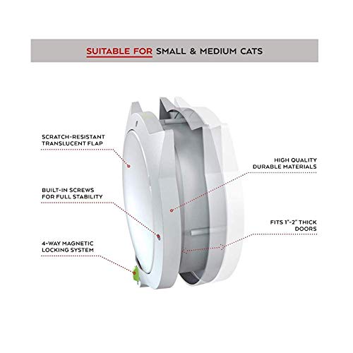 Petlex Locking Cat Flap, 4 Mode Dog Cat Door, Pet Door for Interi...
