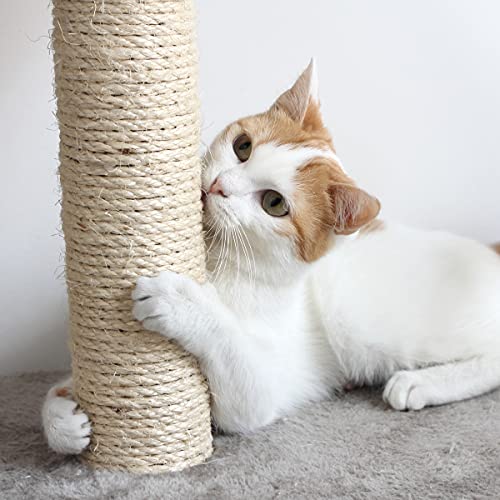 Cat Scratching Post Tower with 3 Scratcher Posts, Carpeted Base P...