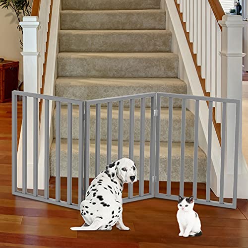 PETMAKER 80-62875-G Wooden Pet Gate- Foldable 3-Panel Indoor Barr...
