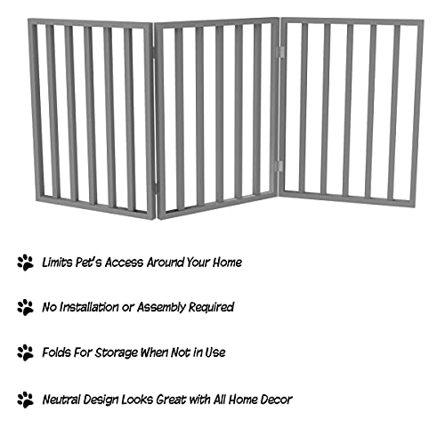 PETMAKER 80-62875-G Wooden Pet Gate- Foldable 3-Panel Indoor Barr...