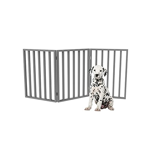 PETMAKER 80-62875-G Wooden Pet Gate- Foldable 3-Panel Indoor Barr...