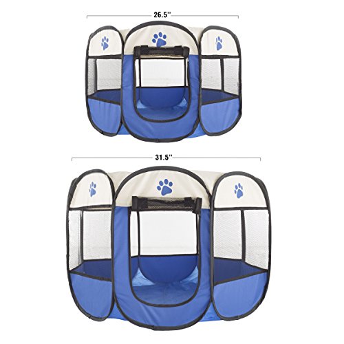 PETMAKER 80-PET6081 Pop-Up Pet Playpen with Carrying Case, Blue, ...