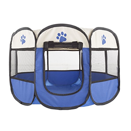PETMAKER 80-PET6081 Pop-Up Pet Playpen with Carrying Case, Blue, ...
