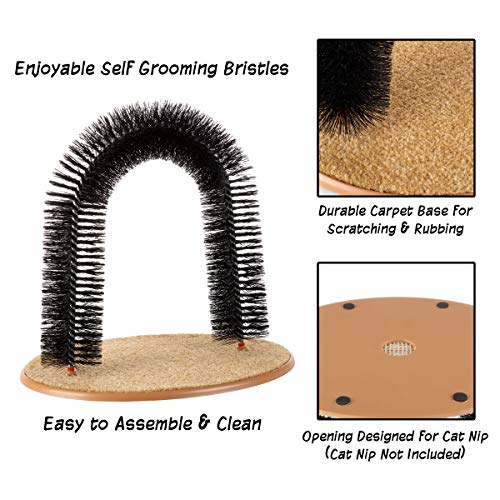 PETMAKER Self Grooming Cat Arch- Bristle Ring Brush and Carpet Ba...