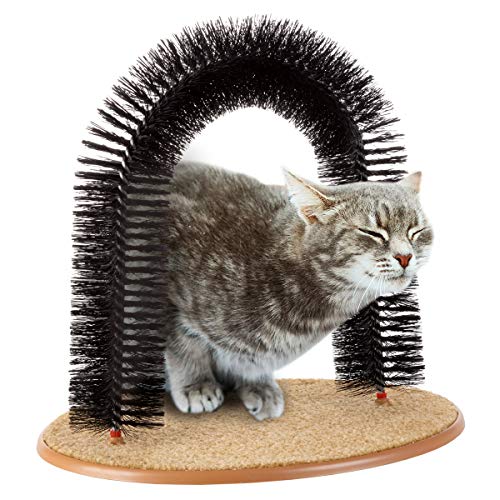 PETMAKER Self Grooming Cat Arch- Bristle Ring Brush and Carpet Ba...