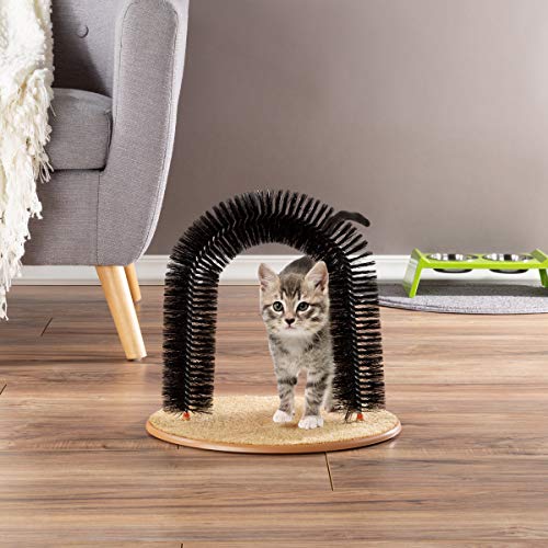 PETMAKER Self Grooming Cat Arch- Bristle Ring Brush and Carpet Ba...